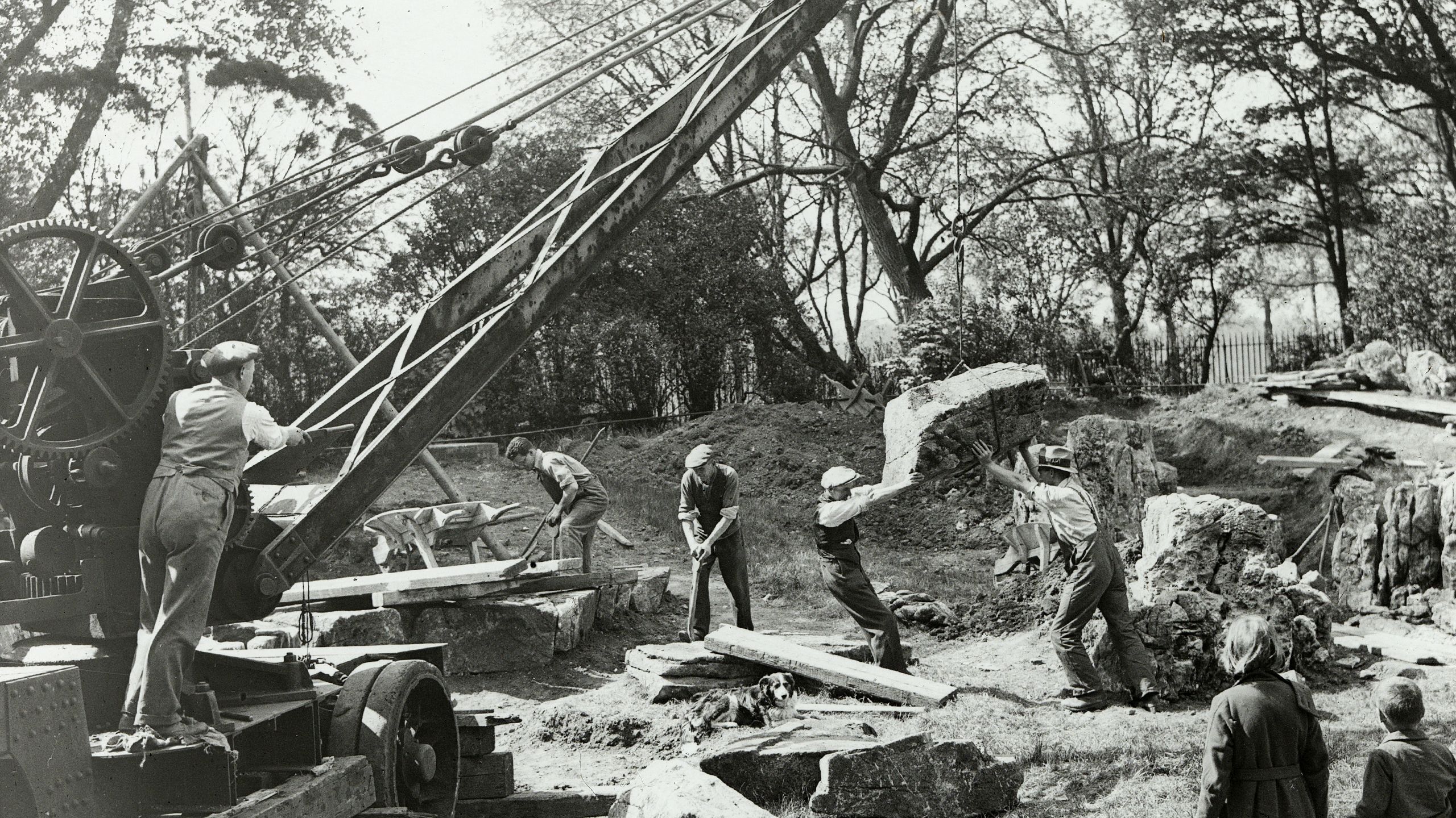 Rock garden construction at the 1931 Chelsea Show.